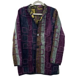 Trimdin Jewel Vintage Geometric Chenille Jacket Small Purple